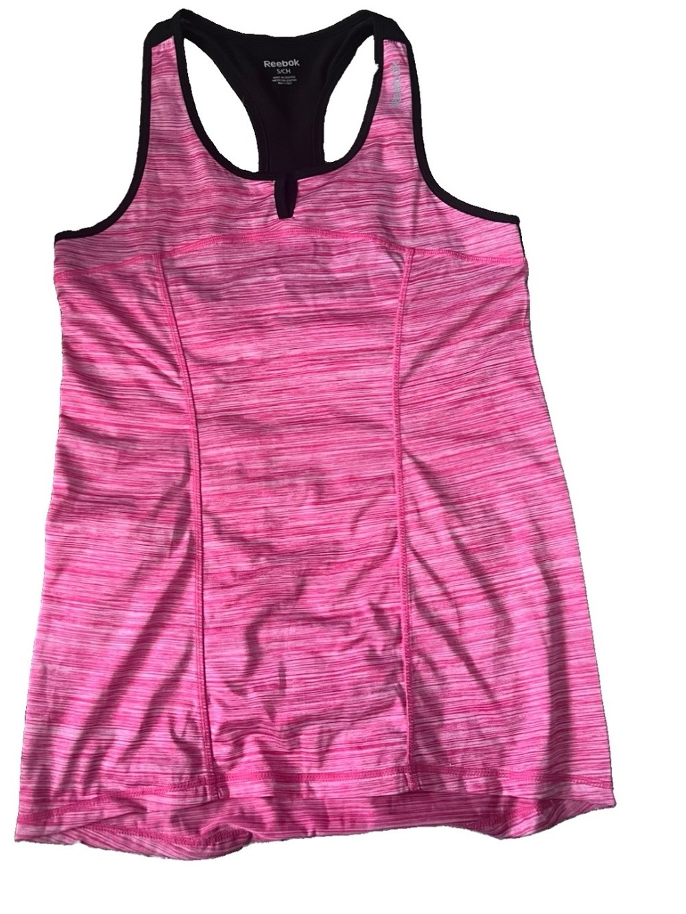 Reebok Pink Space-Dye Racerback Workout Tank with Black Trim